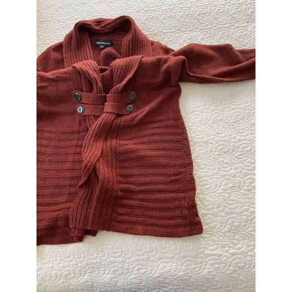 Fortune & Ivy NWOT Shawl Collar Open Cardigan Brick Red Size S Long Sleeve - Picture 9 of 12